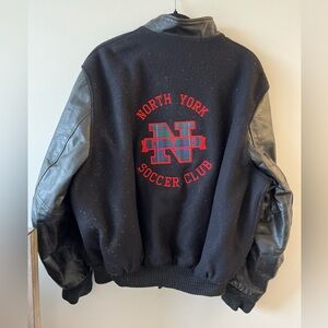 Avon Sportswear Wear & Tear Vintage Wool `North York Soccer team’ Varsity Jacket